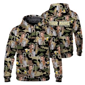 Hi Vis Hoodie Reflective Tapes Fishing Camo Custom Name And Image Safety Workwear For Workers, Truckers, Operators