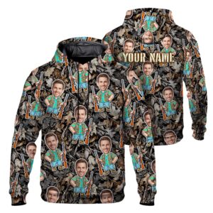 Hi Vis Hoodie Reflective Tapes Funny Camo Hunter Custom Name And Image Safety Workwear For Workers, Truckers, Operators