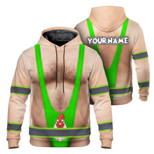Hi Vis Hoodie Reflective Tapes Funny Chest Hair And Chicken Custom Name + Color Safety Workwear For Workers, Runners, Cyclists, Patriotic