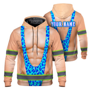 Hi Vis Hoodie Reflective Tapes Funny Chest Hair Custom Name Safety Workwear For Workers, Runners, Cyclists, Patriotic