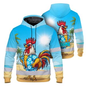 Hi Vis Hoodie Reflective Tapes Funny Chicken 2 Custom Name Safety Workwear For Workers, Truckers, Operators