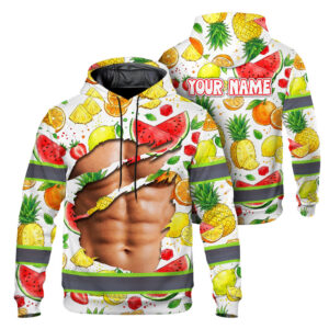 Hi Vis Hoodie Reflective Tapes Funny Tropical Fruits Custom Name Safety Workwear For Workers, Runners, Cyclists, Patriotic