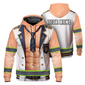 Hi Vis Hoodie Reflective Tapes Funny White Sailor Custom Name Safety Workwear For Workers, Runners, Cyclists, Patriotic
