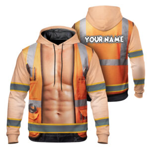 Hi Vis Hoodie Reflective Tapes Funny Work Custom Name Safety Workwear For Workers, Runners, Cyclists, Patriotic