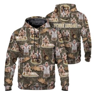 Hi Vis Hoodie Reflective Tapes Hunting Camo Custom Name And Image Safety Workwear For Workers, Truckers, Operators