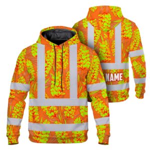 Hi Vis Hoodie Reflective Tapes Orange Lime Lavender Custom Name Safety Workwear For Workers, Truckers, Operators