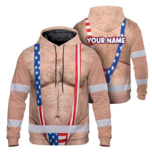 Hi Vis Hoodie Shirt Reflective Tapes Funny Chest Hair Custom Name Safety Workwear For Workers, Truckers, Operators