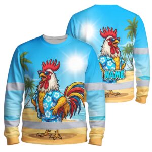 Hi Vis Long Sleeve Reflective Tapes Funny Chicken 2 Custom Name Safety Workwear For Workers, Truckers, Operators