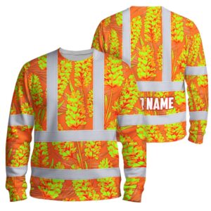 Hi Vis Long Sleeve Reflective Tapes Orange Lime Lavender Custom Name Safety Workwear For Workers, Truckers, Operators