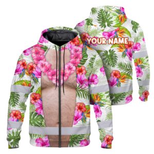 Hi Vis Zip Hoodie Reflective Tapes Funny Belly Custom Name Safety Workwear For Workers, Truckers, Operators