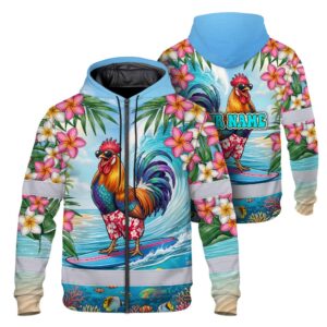 Hi Vis Zip Hoodie Reflective Tapes Funny Chicken Custom Name Safety Workwear For Workers, Truckers, Operators