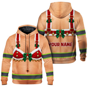 Hi Vis Hoodie Reflective Tapes Funny Christmas Red 12 Custom Name Safety Workwear For Workers, Runners, Cyclists, Patriotic