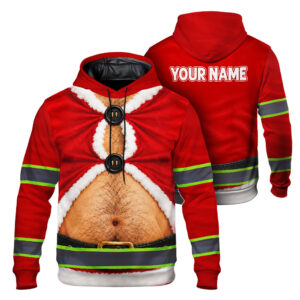 Hi Vis Hoodie Reflective Tapes Funny Christmas Red 13 Custom Name Safety Workwear For Workers, Runners, Cyclists, Patriotic