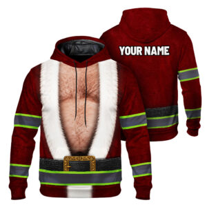 Hi Vis Hoodie Reflective Tapes Funny Christmas Red 8 Custom Name Safety Workwear For Workers, Runners, Cyclists, Patriotic