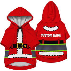Hi Vis Pet Hoodie Reflective Tapes Christmas Custom Name Safety Workwear For Pet Lovers, Dog And Cat Lovers