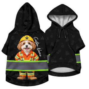 Hi Vis Pet Hoodie Reflective Tapes Funny Costumes 03 Custom Image And Name Safety Workwear For Pet Lovers, Dog And Cat Lovers