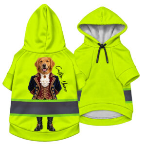 Hi Vis Pet Hoodie Reflective Tapes Funny Costumes Custom Image And Name Safety Workwear For Pet Lovers, Dog And Cat Lovers