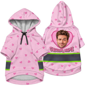 Hi Vis Pet Hoodie Reflective Tapes Funny Heart Custom Image And Text Safety Workwear For Pet Lovers, Dog And Cat Lovers