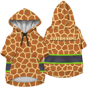 Hi Vis Pet Hoodie Reflective Tapes Giraffe Custom Name Safety Workwear For Pet Lovers, Dog And Cat Lovers